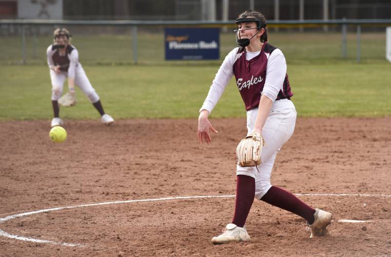 Easthampton’s Rosie Follet struck out seven and helped the Eagles to a 3-1 win over Agawam on Monday.