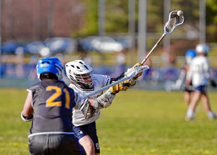 Northampton’s Jack Carpenter (10) fires a shot for a goal against Chicopee Comp in the third quarter Tuesday in Northampton.