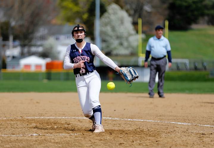 Frontier pitcher Ashley Taylor (6) throws against South Hadley in the bottom of the first inning Friday in South Hadley.