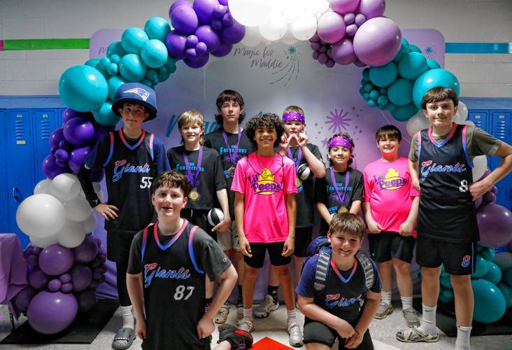 Sixth grade Norris School students pose for a photo after competing in the second annual Magic for Maddie 3v3 Basketball Tournament to benefit the Maddie Schmidt Memorial Scholarship on Saturday at the William E. Norris School in Southampton.
