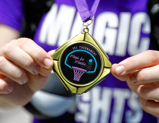 One of the championship medals for the second annual Magic for Maddie 3v3 Basketball Tournament to benefit the Maddie Schmidt Memorial Scholarship on Saturday at the William E. Norris School in Southampton. 