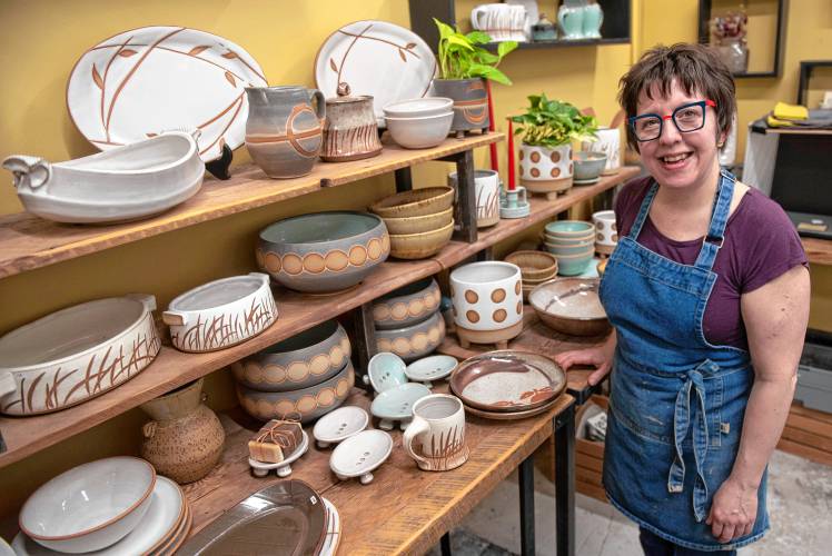 Tiffany Hilton in her Florence studio. She is one of eight regional pottery hosts and 21 visiting artists taking part April 27-28 in Asparagus Valley Pottery Trail, which is celebrating its 20th anniversary this year.