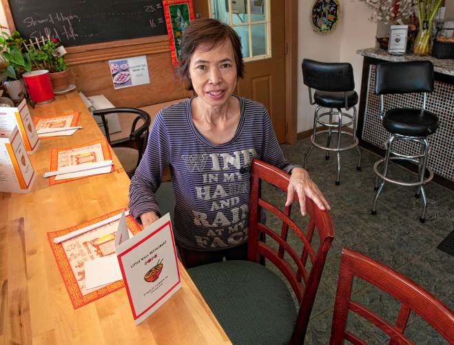 Clara Li, who owns the Little Wall with Ken Cheung, in the new restaurant on Main Street in Florence. The couple operated Great Wall on Pine Street in Florence for nearly 30 years before selling it and downsizing to a smaller restaurant. 