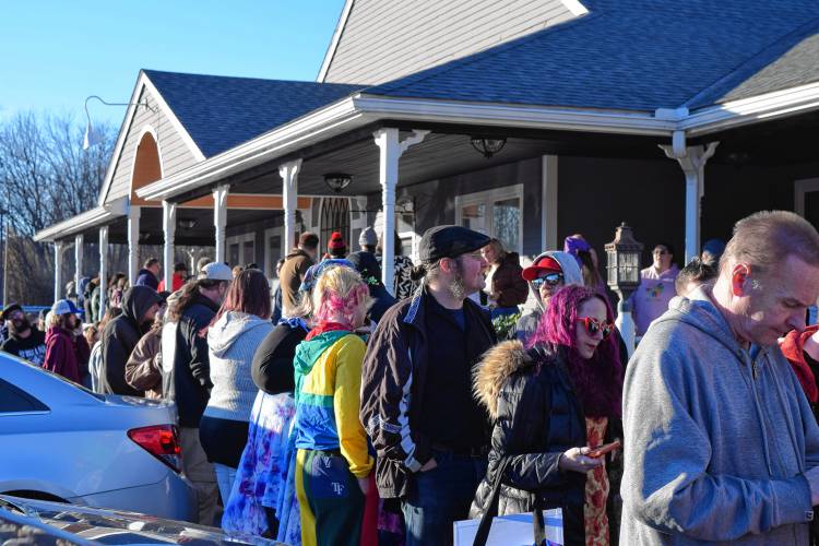 Hundreds of people came from surrounding states for the grand opening of Cheech & Chong’s Dispensoria in Whately on Saturday.