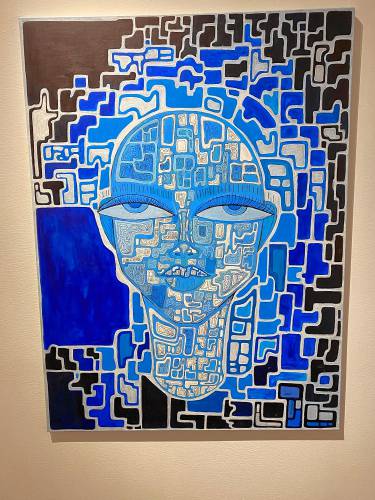 “Blueprint,” acrylic on canvas by Amherst College student Maëlle Sannon. Part of “Black Art Matters” at the Mead Art Museum.