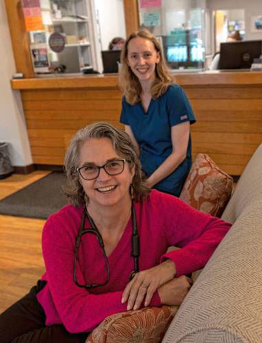 Dr. Kate Atkinson and Sofie Thiel, a medical assistant, at Atkinson Family Practice. Thiel will be part of the medical team in the optional concierge program at the practice.