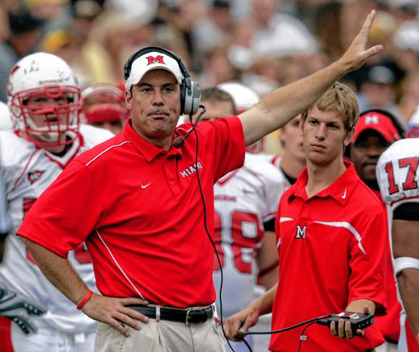 Former Miami (Ohio) head coach Shane Montgomery directs his team against Colorado during action in Boulder, Colo., in 2007. Montgomery was officially hired this week as the UMass offensive coordinator and quarterbacks coach.