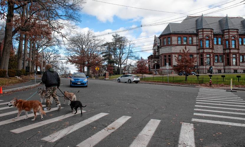Northampton’s mayor and Smith College’s president said this week they are working to implement short- and long-term solutions to improve pedestrian safety at the West-Green Street intersection shown here. 