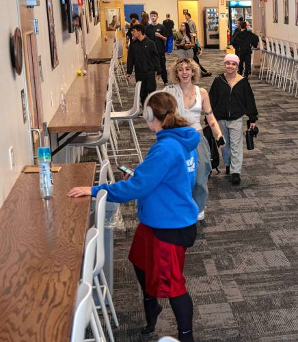 Students make their way to their classes at CLI Conservatory Monday morning, March 11, 2024.