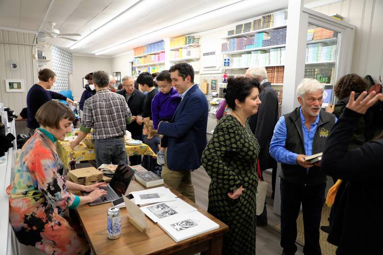 Community members gathered recently for the opening celebration of Restless Books in Amherst. The independent, nonprofit publisher is dedicated to international writing.