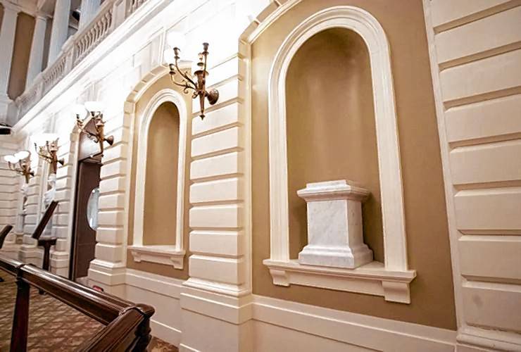 The empty alcove in the State House that Senate President Karen Spilka plans to fill with a bust of 19th century abolitionist, orator and newspaper publisher Frederick Douglass, below.  