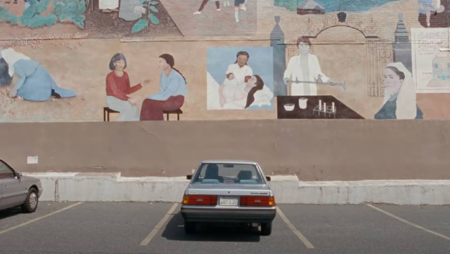 The History of Women Mural in Northampton as seen in the trailer for the upcoming movie “Janet Planet.”