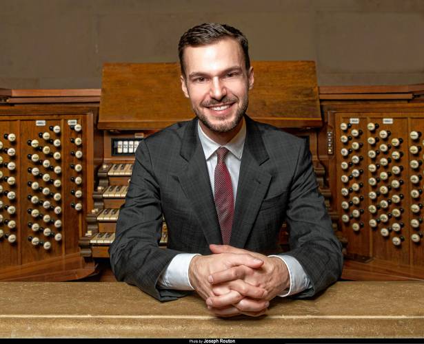 A concert on an historic organ at South Congregational Church, 1066 South East St., will be presented by Nathan Laube, an internationally acclaimed organist, on Sunday.