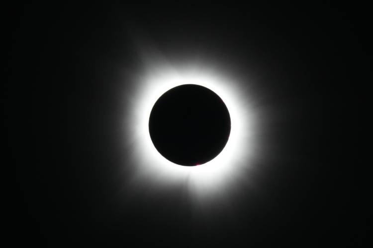 A total solar eclipse is seen from Arlington, Texas, Monday.