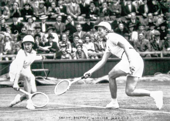Marble, at right, with her regular doubles partner, Sarah Palfrey, at Wimbledon, where they won the women’s doubles title in 1938 and 1939. They also won four US Open championships.