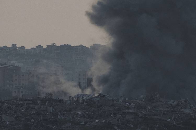 Smoke rises following an explosion in the Gaza Strip, as seen from southern Israel, Tuesday, March 5, 2024.