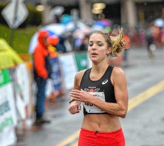 Kayla Lampe of Shelburne Falls was the top women’s finisher during the 20th annual Hot Chocolate Run in Northampton on Sunday.