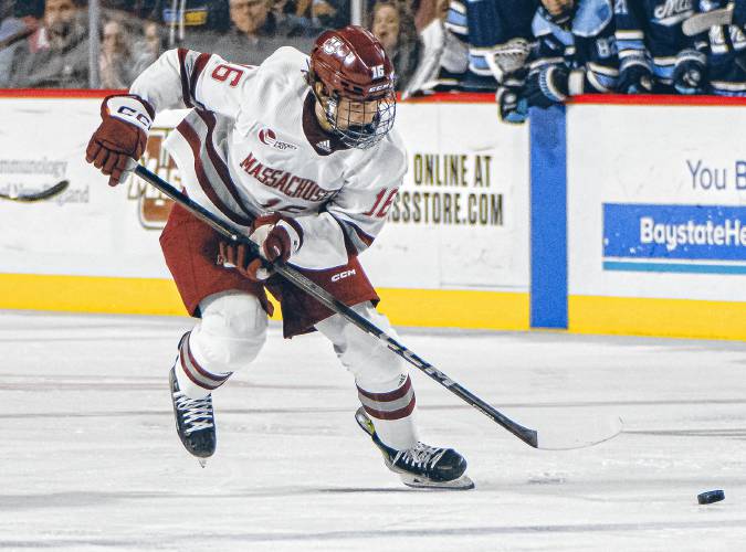 Aydar Suniev and the UMass hockey team hosted New Hampshire in the first game of a home-and-home series this weekend.