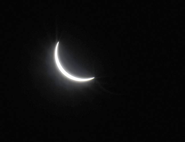 The solar eclipse as seen near peak from Northfield on Monday.