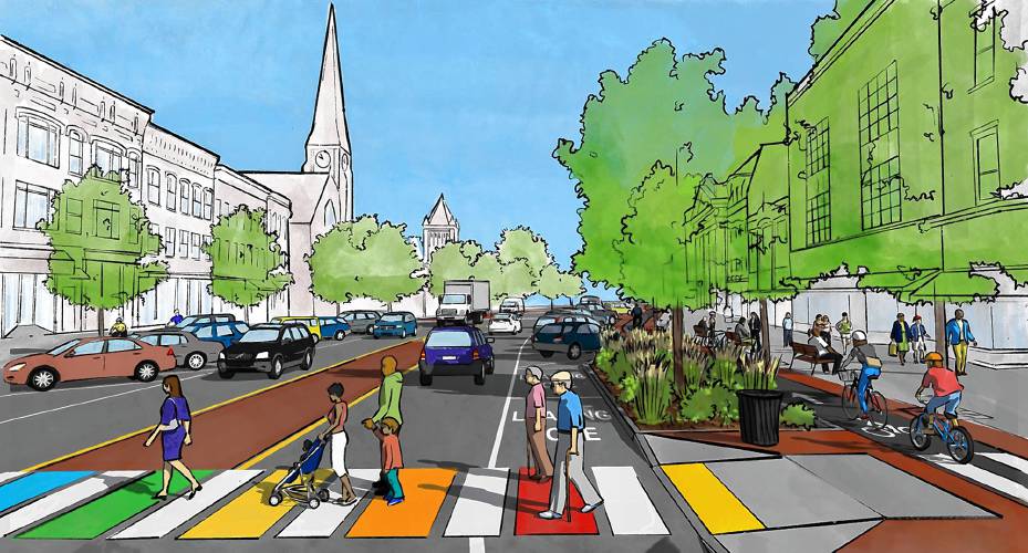 A rendering of the Main Street redesign in Northampton.