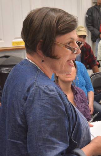 Miriam DeFant, pictured at a meeting in 2016, has resigned as chairwoman of the Shutesbury Conservation Commission.