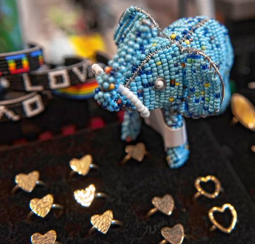A beaded Maasai elephant sold in Positively Africana, owned by Aimee Salmon in Thornes Market Place.