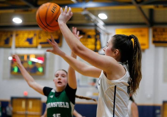 Northampton Teagan McDonald (10) puts up a shot against Mansfield in the fourth quarter of the MIAA Division 2 girls basketball round of 16 game Tuesday night in Northampton.