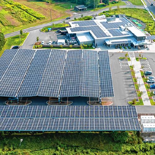 River Valley Co-op’s store and parking lot in Easthampton are covered in solar panels.