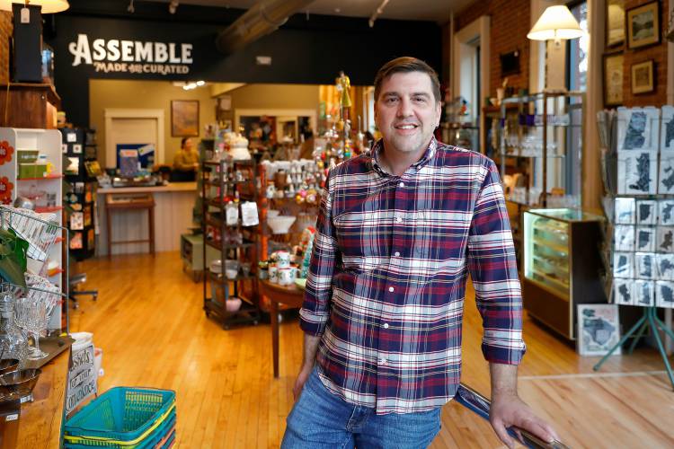 Justin Brown co-owns Assemble at the corner of Main and Old South streets in Northampton. The business recently qualified for tax relief through a new vacant storegront program.