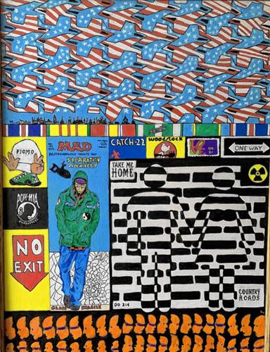 “PTSD-1972,” by Barry Sponder, is part of an exhibit of visual art by veterans, active duty military, and family members being displayed this month at Anchor House of Artists, as part of the larger arts festival “A Stone’s Throw.”