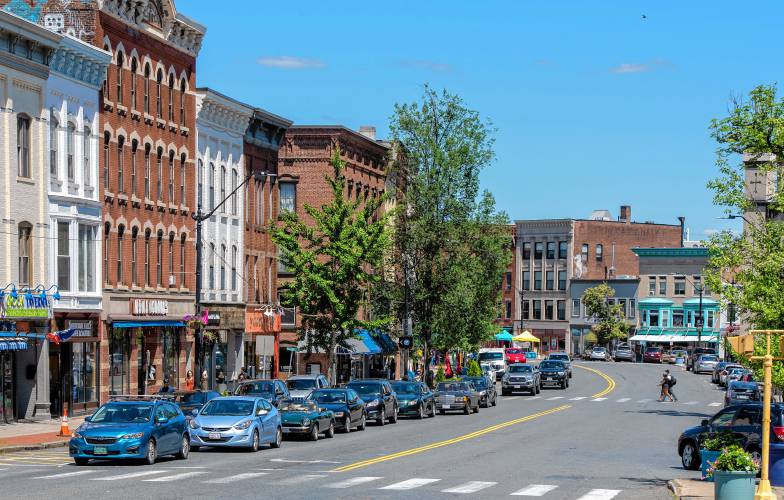 The upper end of Main Street in Northampton. The City Council on Thursday night introduced a resolution in support of Picture Main Street, a controversial project that calls for a complete overhaul of Main. 