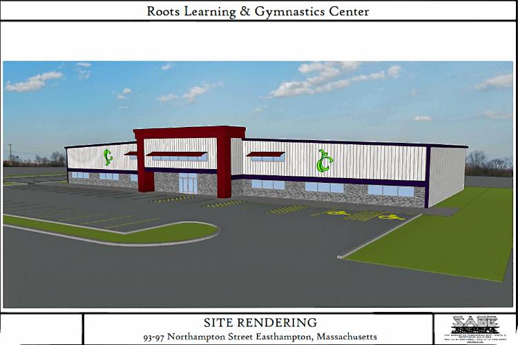 The Sierra Vista Commons development off Route 10 in Easthampton, which won approval from the Planning Board Tuesday night, will a building for Roots Gymnastics Center.