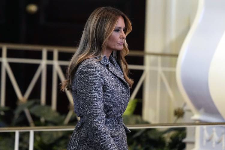 Former first lady Melania Trump arrives before a tribute service for former first lady Rosalynn Carter at Glenn Memorial Church at Emory University on Tuesday, Nov. 28, 2023, in Atlanta. (AP Photo/Brynn Anderson, Pool)