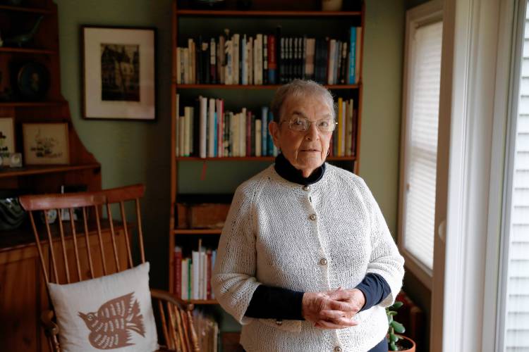 Holocaust survivor, author and artist Francisca Verdoner Kan at her home Thursday afternoon in Northampton.