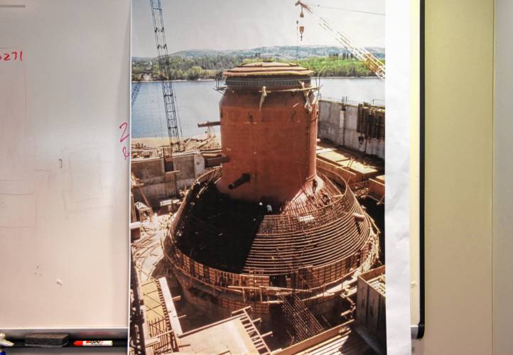 A circa 1970 photo of the containment vessel being installed at the Vermont Yankee nuclear power plant in Vernon, Vt.
