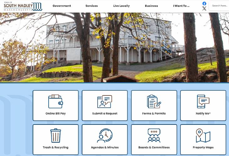 The town of South Hadley on Friday launched a redesign to its website.