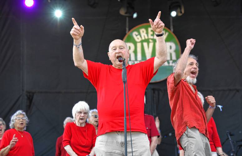 The Young@Heart Chorus, seen here a few years ago at the Green River Festival in Greenfield, will be joined by some new guest artists at an April 20 concert at Northampton’s Academy of Music.