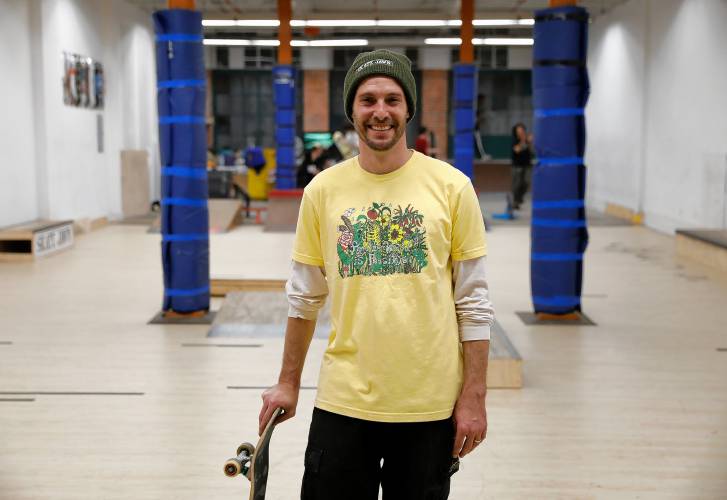 Easthampton Skate Club owner Noah Halpern-McManus recently opened his club for all ages in space at the Eastworks building on Pleasant Street. 