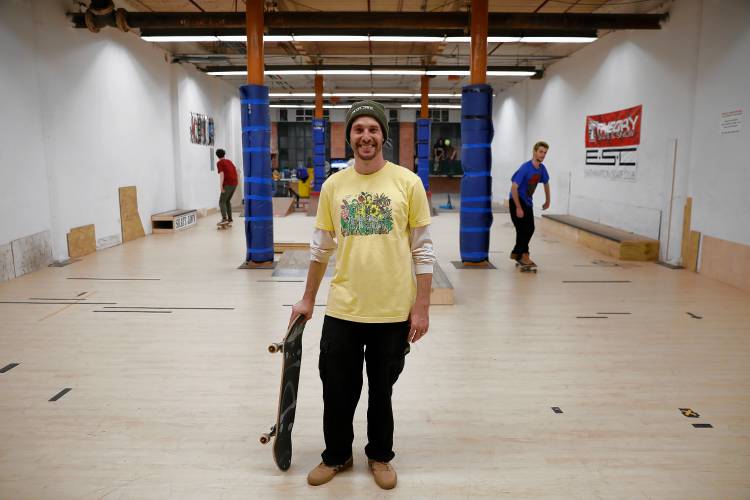 Easthampton Skate Club owner owner Noah Halpern-McManus recently opened his club for all ages in space at the Eastworks building on Pleasant Street.