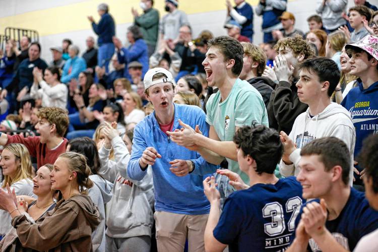 Northampton fans cheer in the fourth quarter against Worcester South during the MIAA Div. 2 girls basketball state semifinals Tuesday night at Chicopee Comp High School.