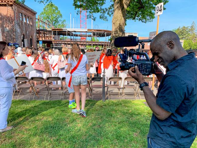 Bryn Francis films at a Smith College reunion in 2019 for “Where I Became.”