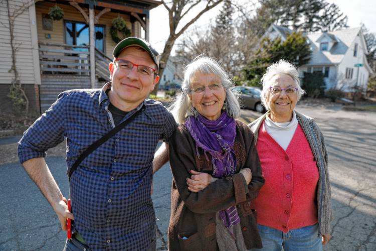 Ben James, Claudia Lefko and Gail Hornstein in Northampton’s Montview neighborhood.