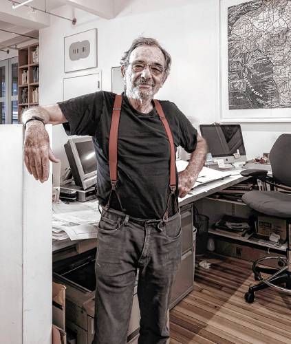 Graphic designer and children’s book artist Seymour Chwast is seen here in his New York studio this past June.