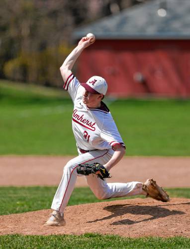 Amherst pitcher Aryeh Rubinstein (31) throws against Chicopee Comp in the top of the fourth inning Wednesday in Amherst.